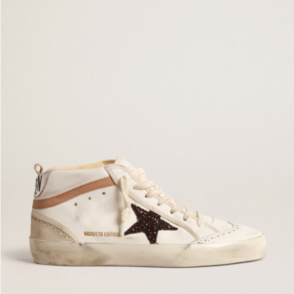 Mid Star LTD in nappa with glitter star and nude leather flash Limited Edition